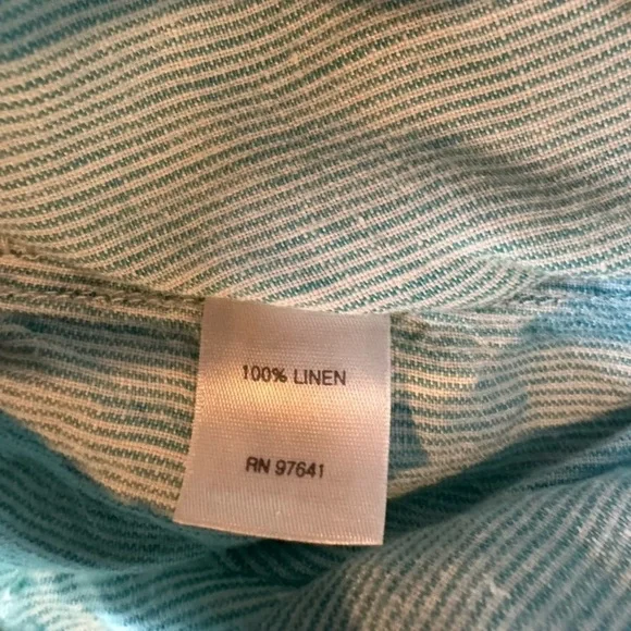 J.Jill Aqua/light blue & white Striped Love Linen Skirt-size-medium.Hole on side - Picture 12 of 13